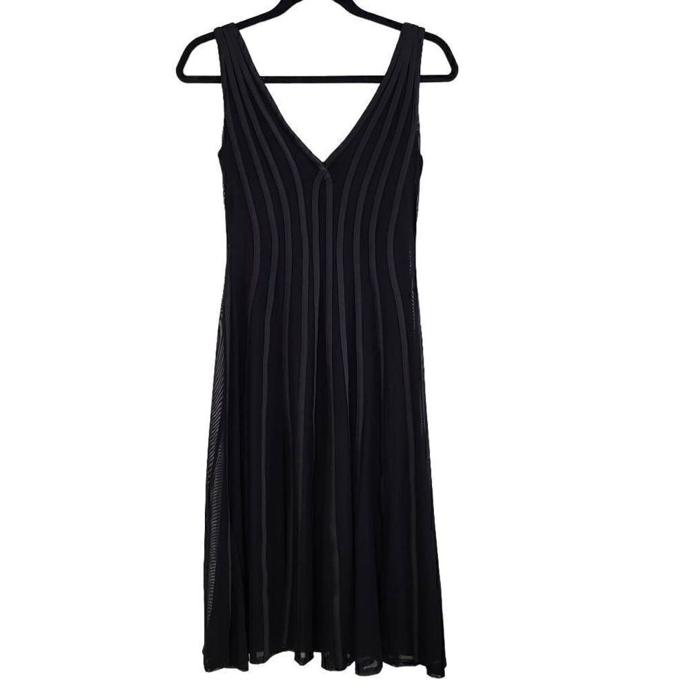 Tadashi Shoji Illusion Dress Cocktail Flare Midi Size XS‎ Plunged Back - Picture 3 of 10